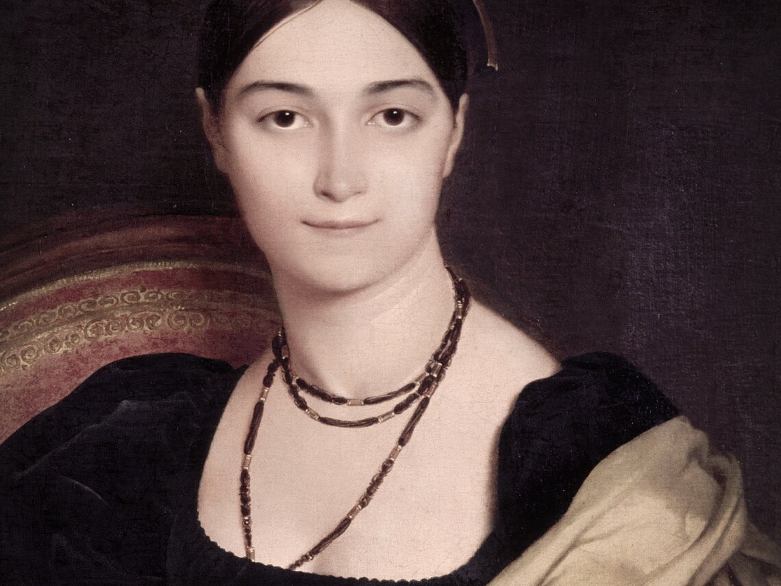 Ingres Madame Duvaucey Portrait Vintage French Woman Fan Painting Art Print - Image 3