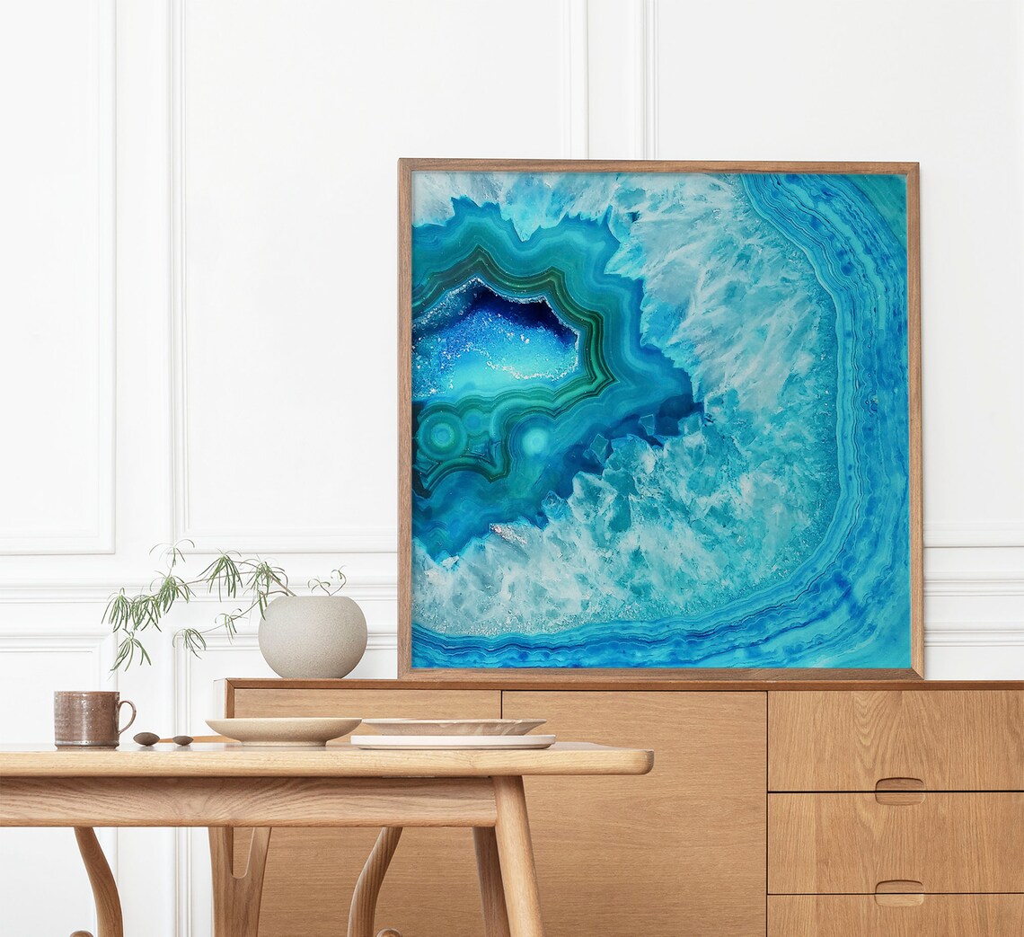 Blue Geode Agate Abstract, Boho Home Decor - Image 2