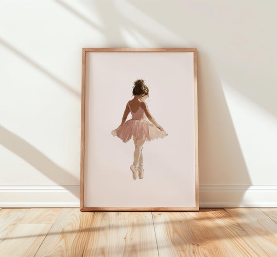 Little Ballerina In Pink Tutu Elegant Dance Art Ballet Wall Decor Charming Nursery Print Dreamy Scene For Kids 109