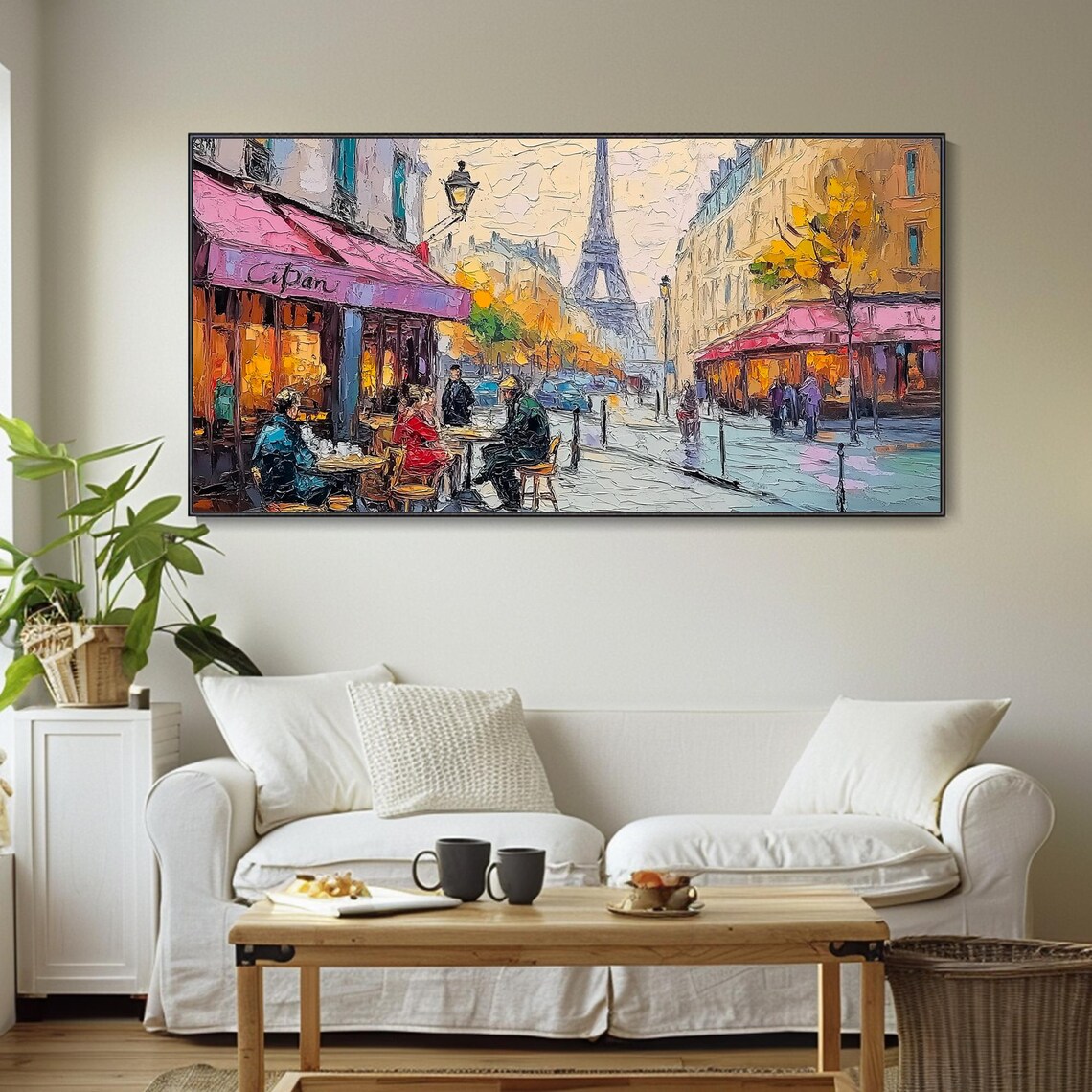 Paris Café Street Eiffel Tower Pink Awning Cityscape Art Poster - Image 4
