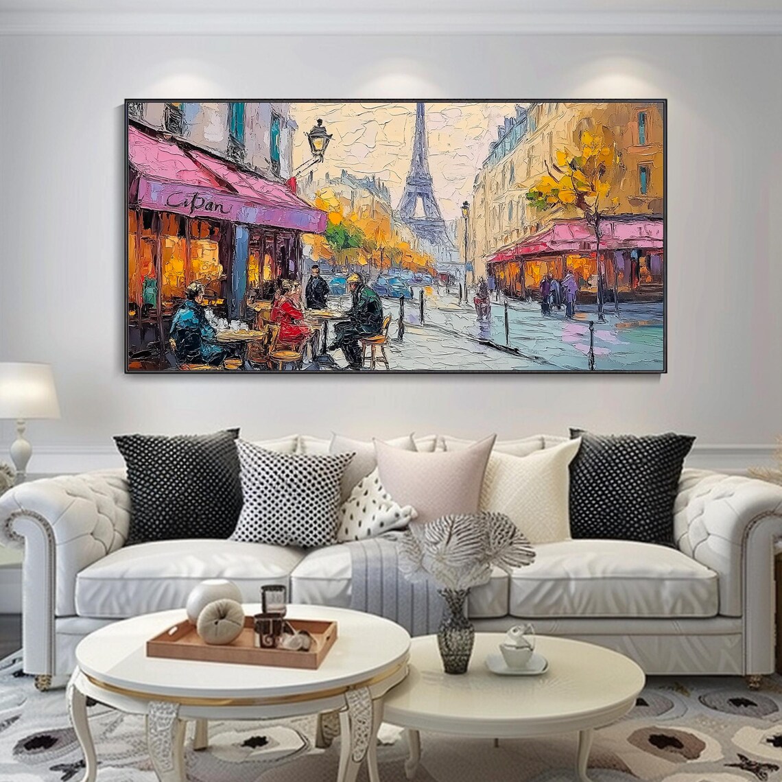 Paris Café Street Eiffel Tower Pink Awning Cityscape Art Poster - Image 2