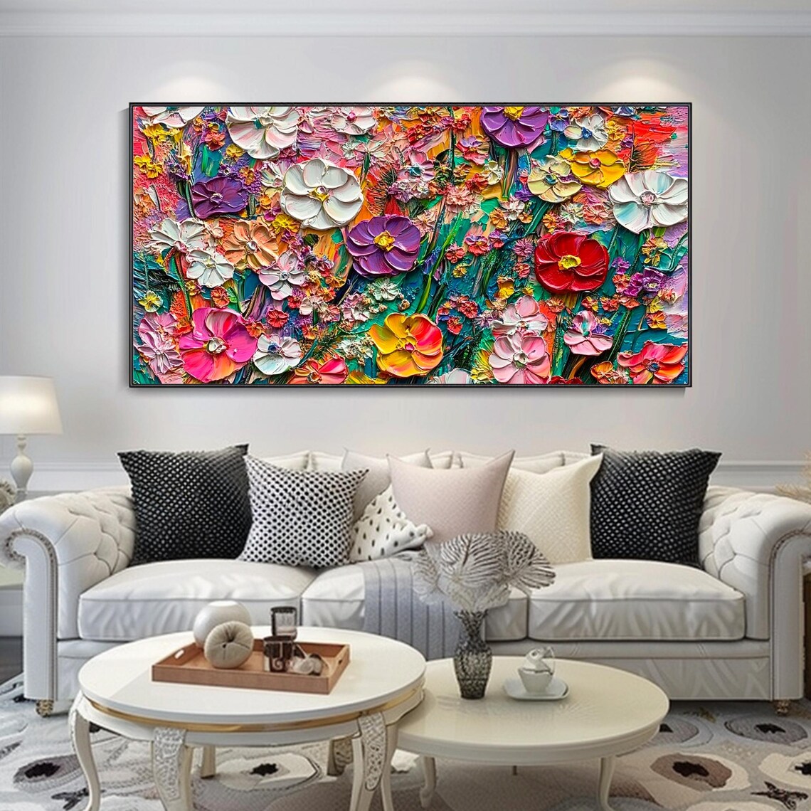 Vibrant Wildflower Garden Colorful Impasto Blossom Art Poster - Image 2