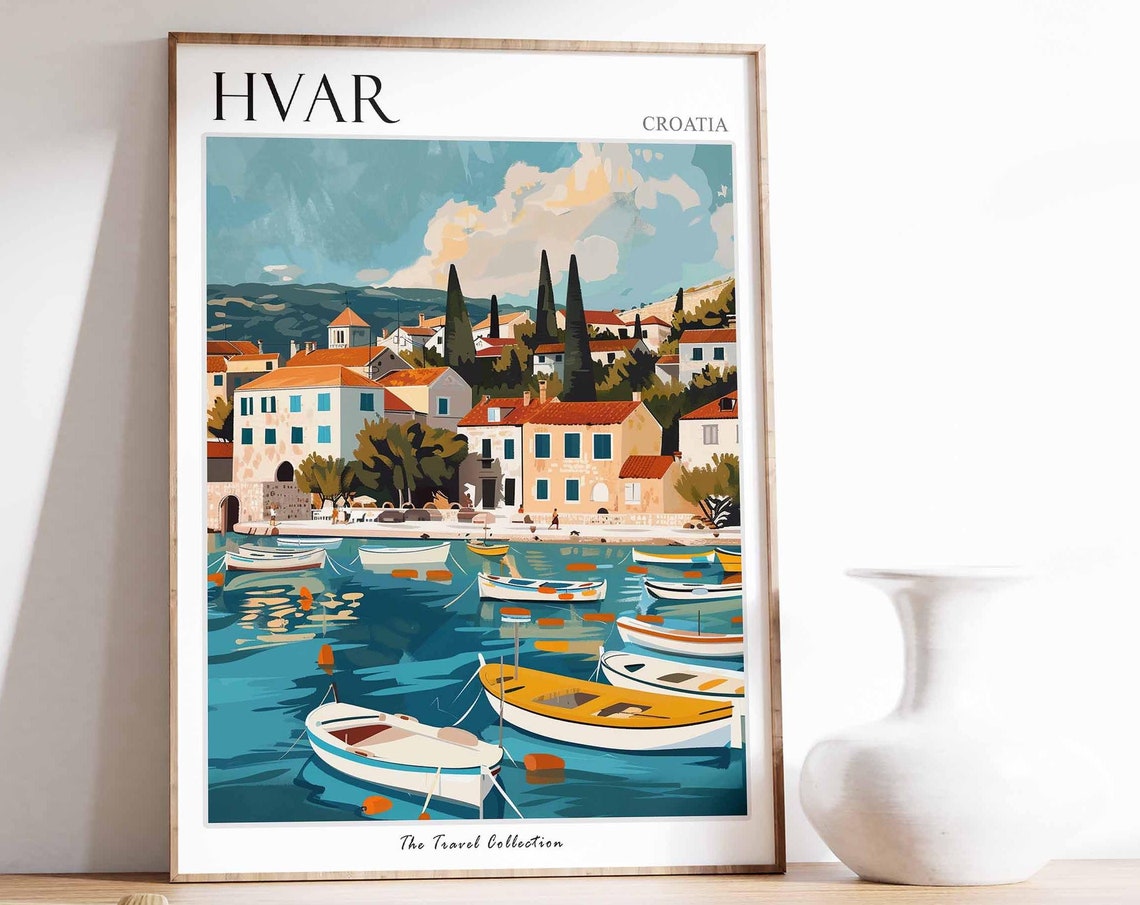 Hvar Poster Croatia Travel Print European Decor Europe Travel Poster Hvar Wall Art Sea Print Hvar Gift Hvar Travel Poster