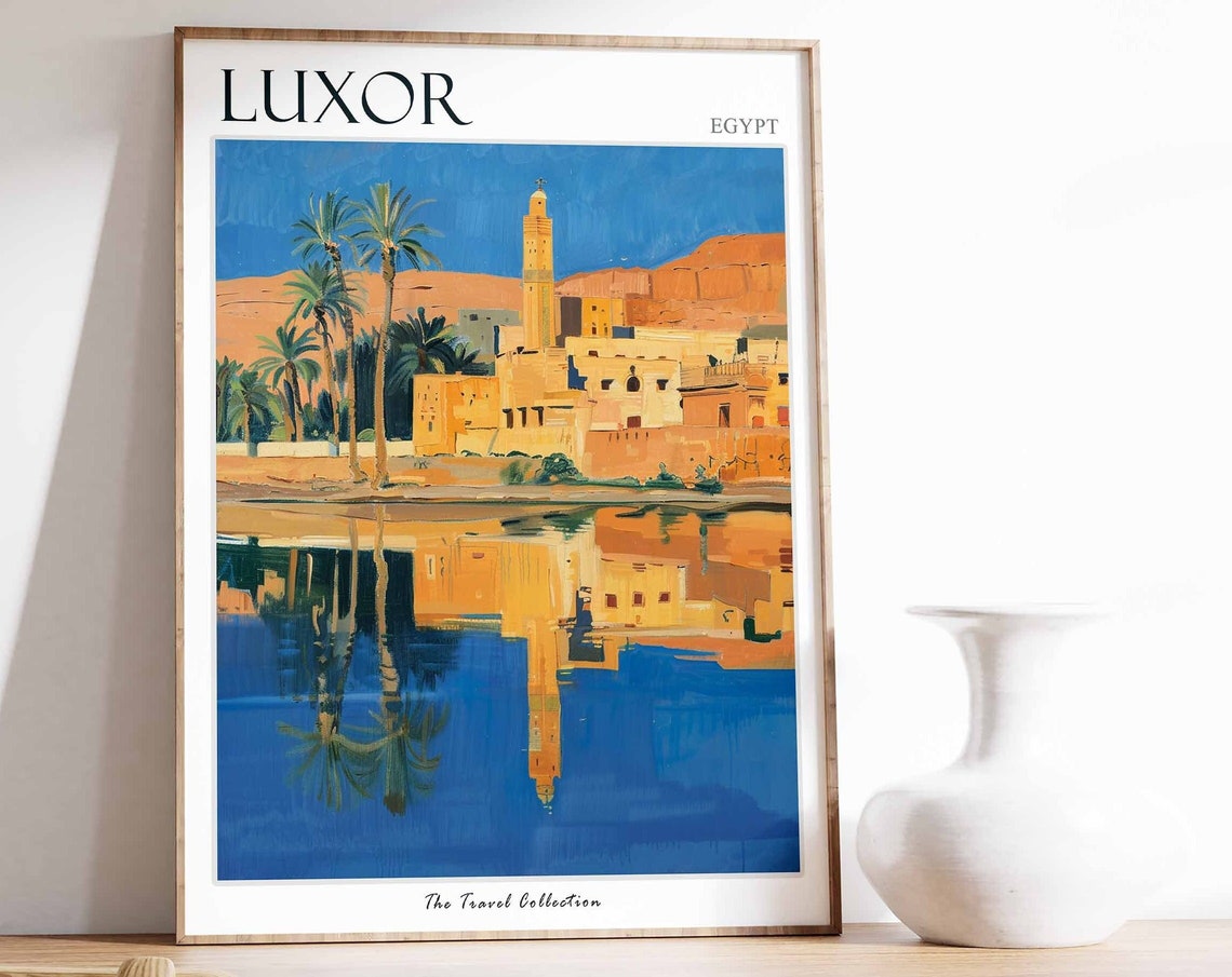 Luxor Poster Egypt Travel Print Egyptian Decor Africa Travel Poster African Wall Art City Print Luxor Gift Luxor Travel Poster