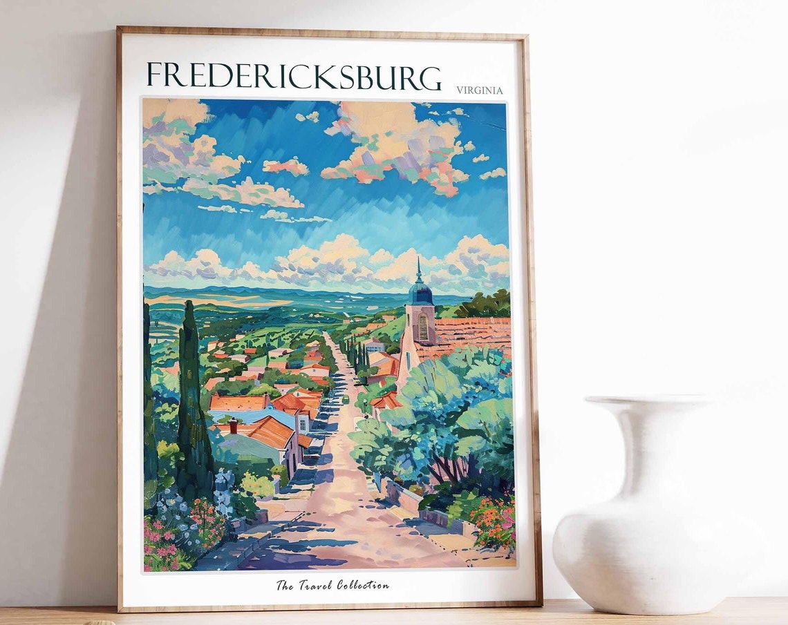 Fredericksburg Poster Virginia Travel Print Virginian Decor North America Travel Poster City Print Fredericksburg Travel Poster