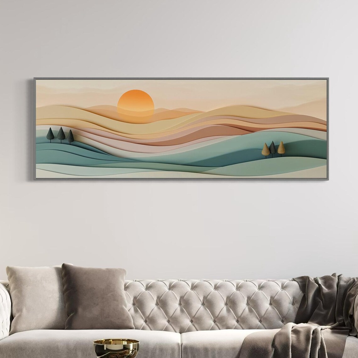 Abstract Sunrise Landscape, Boho Wall Art Print