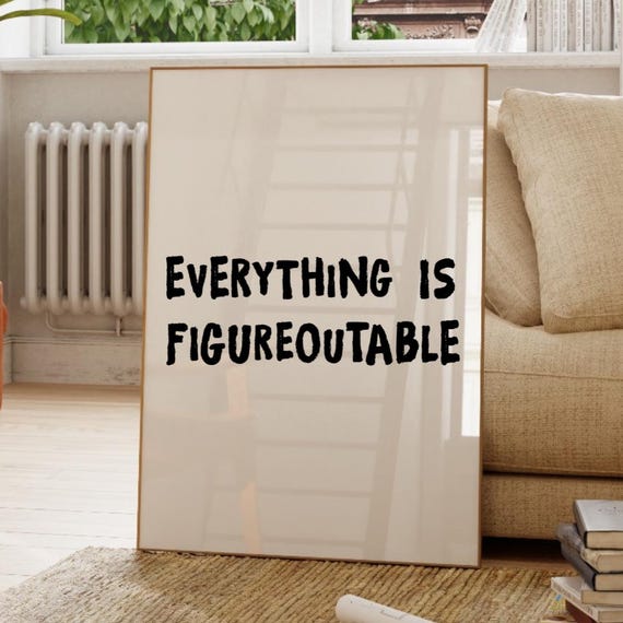 Everything Is Figureoutable Print Horizontal Poster Uplifting Quote Affirm Typography Art Office Motivational