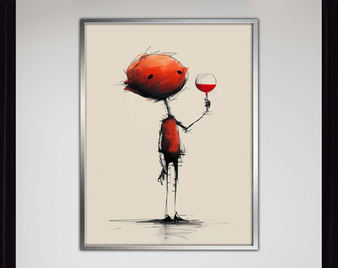 Minimalist Wine Lover Abstract Character Art Print