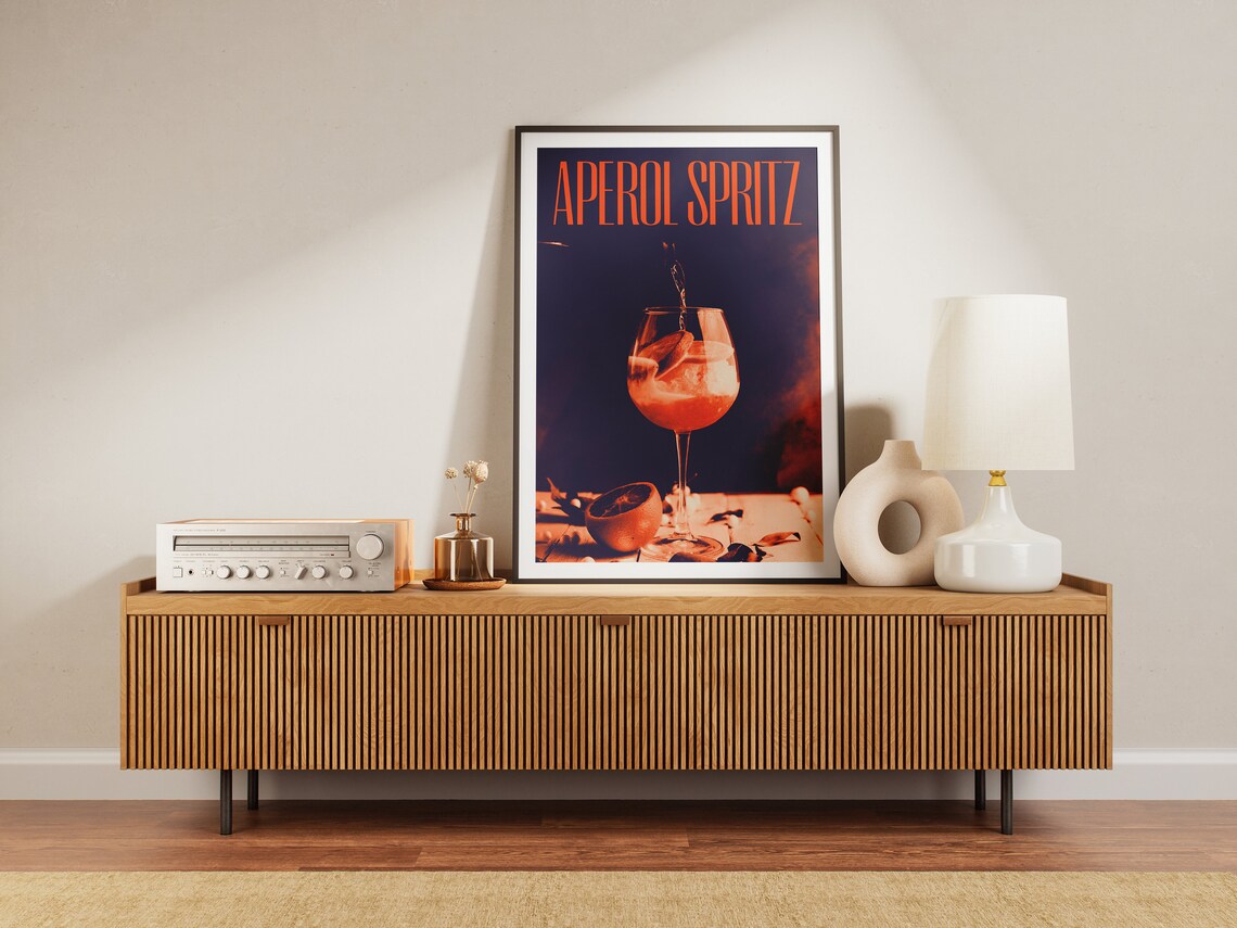 Aperol Spritz Vintage Cocktail Photography Italian Bar Poster - Image 3