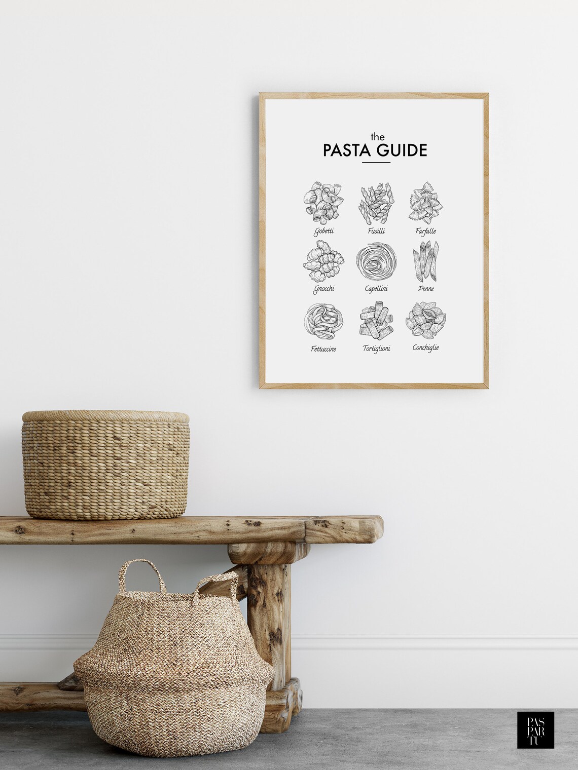 Pasta Types Guide Poster, Farmhouse Kitchen Art Print - Image 4