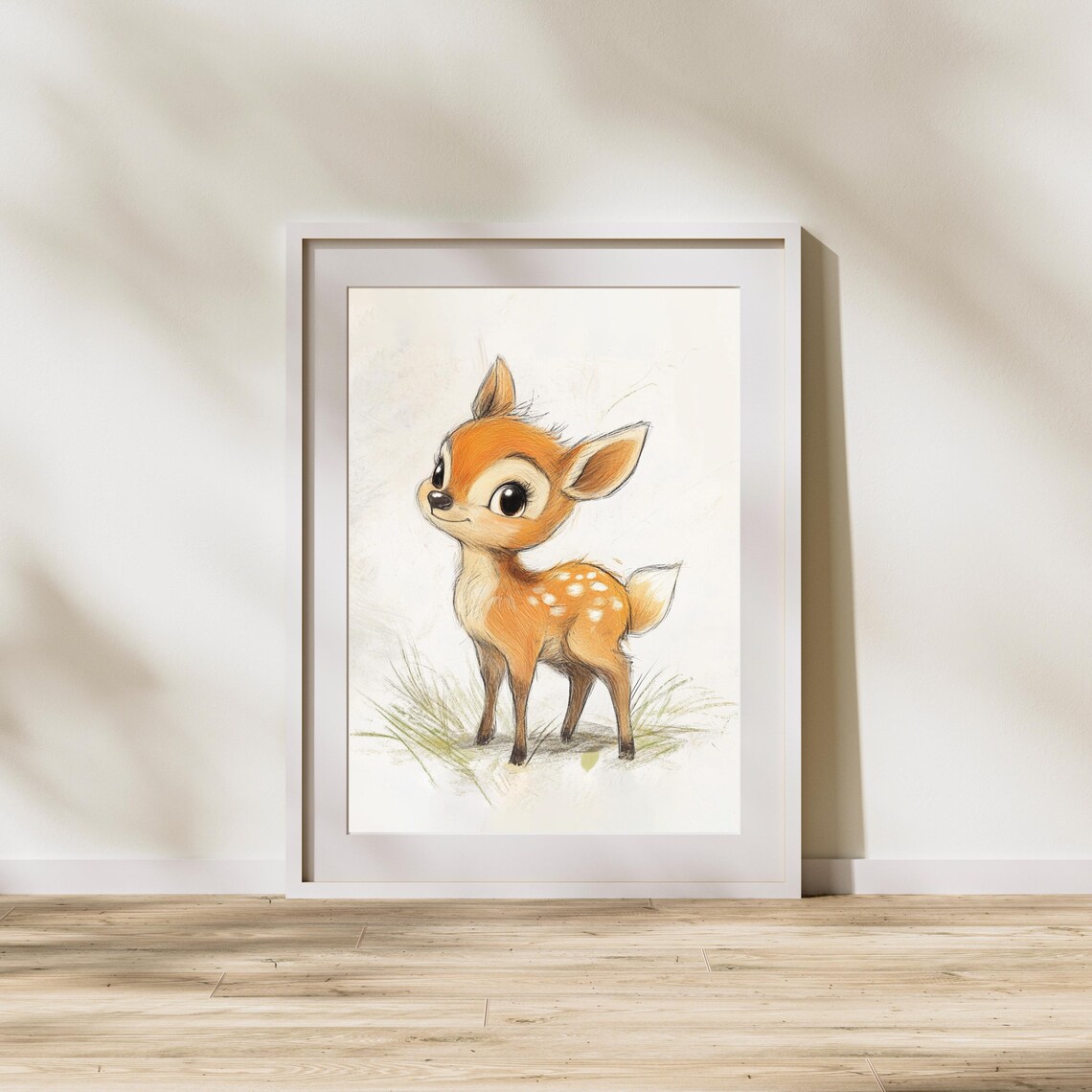Sweet Spotted Baby Deer Fawn in a Sunny Meadow Nursery Poster - Image 2