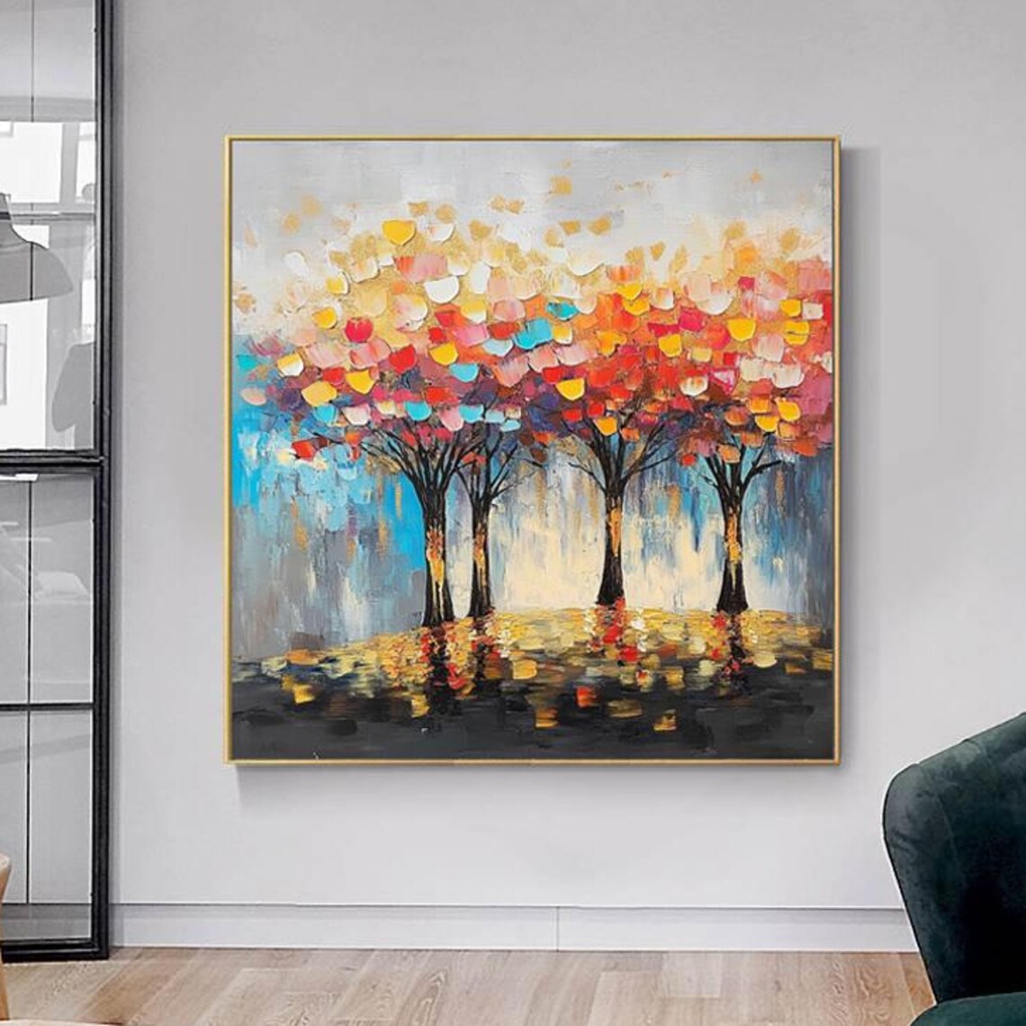Colorful Tree Of Life Multicolor Leaves Abstract Painting Poster - Image 6