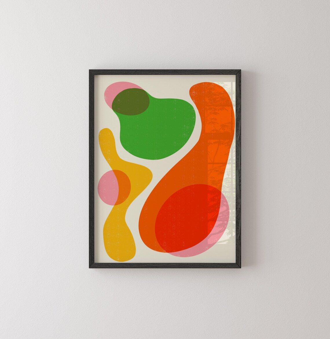 Colorful Abstract Poster With Green Orange Pink Organic Blob Shapes - Image 3