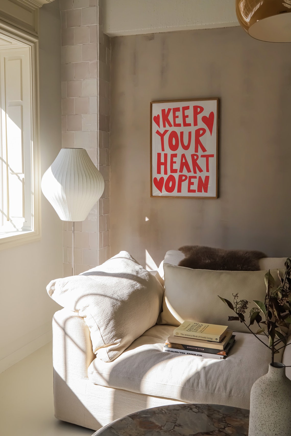 Keep Your Heart Open Red Heart Hand Lettered Romantic Quote Art Poster - Image 2