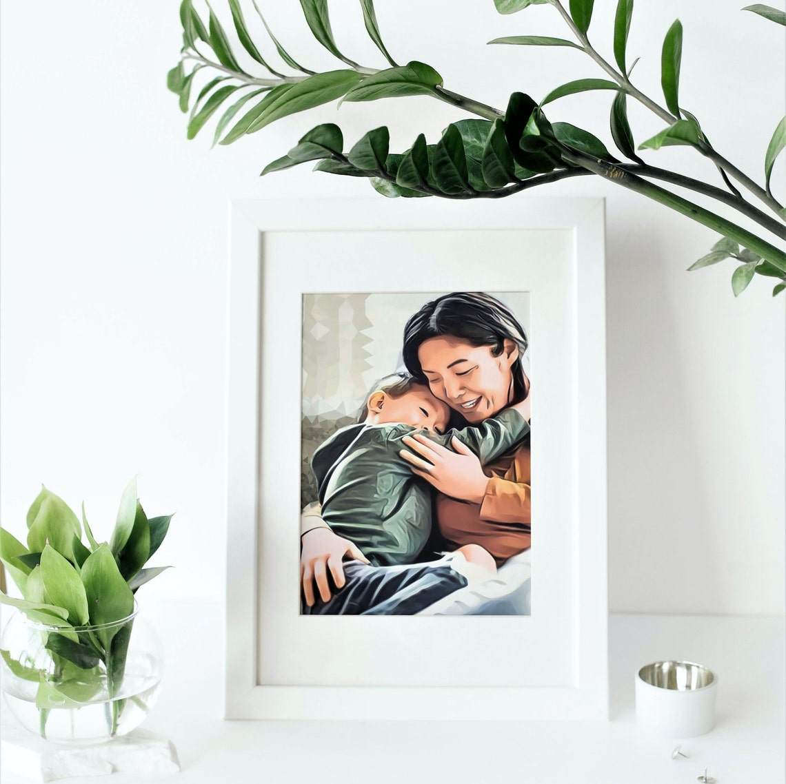 Romantic Digital Painting Couple Portrait Mosaic Background Poster - Image 5