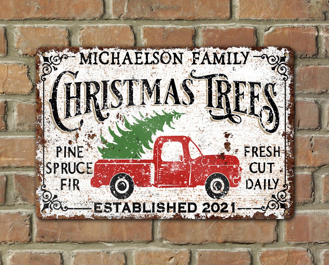Personalized Christmas Tree Farm Sign, Farmhouse