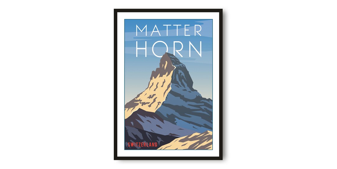 Matterhorn Switzerland Minimalist Alpine Peak Travel Art Poster