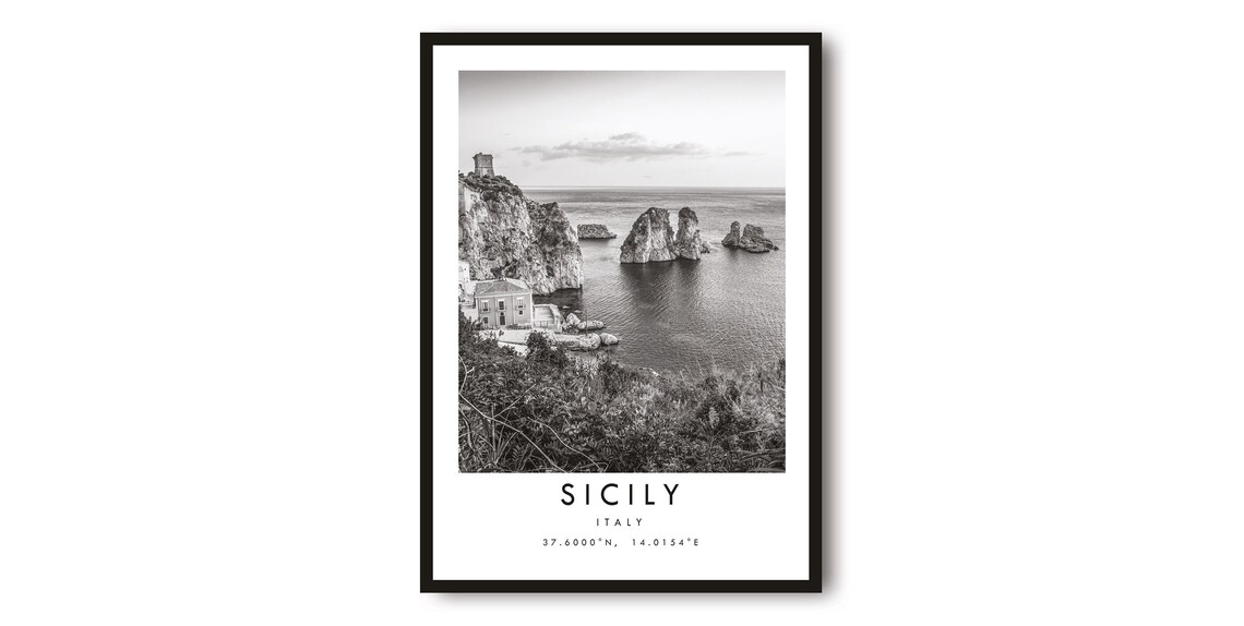 Sicily Travel Poster, Italy Minimalist Wall Art