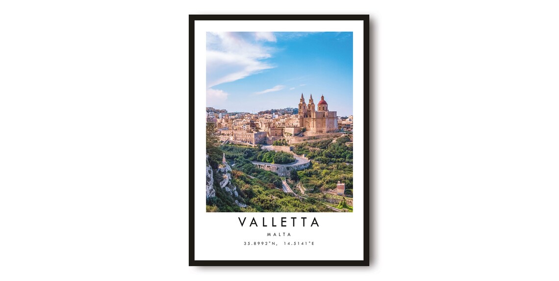 Valletta Malta Minimalist Travel Poster, Art Print