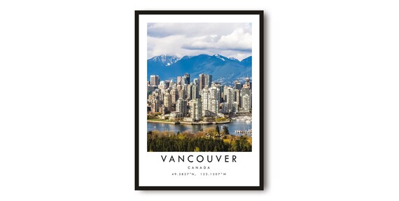 Vancouver Canada Travel Poster, Colorful Cityscape