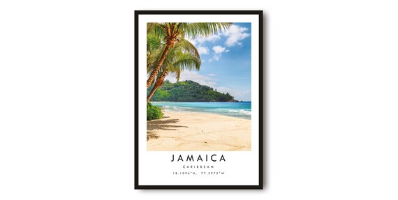 Jamaica Caribbean Beach Poster Tropical Palm Shore With White Sand