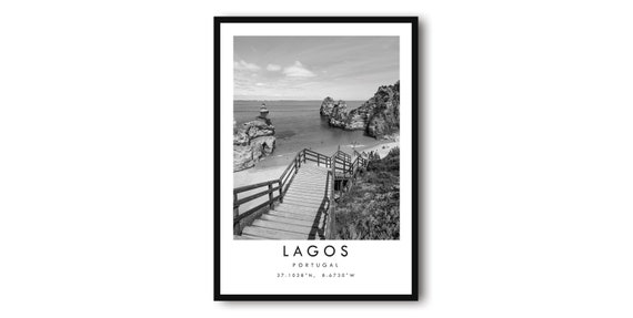 Lagos Portugal Black And White Travel Poster