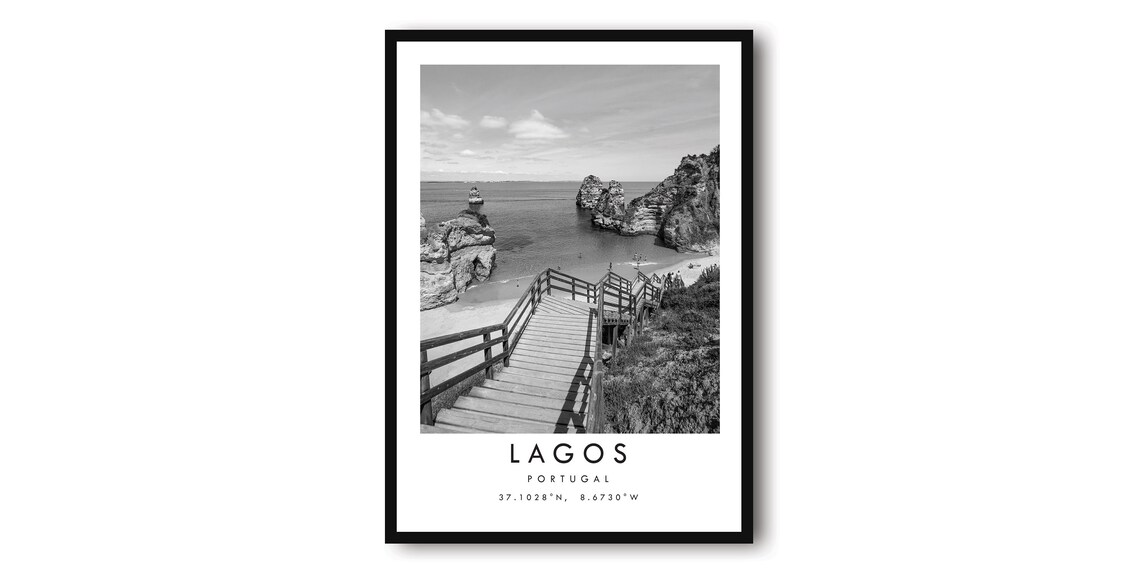 Lagos Portugal Black And White Travel Poster
