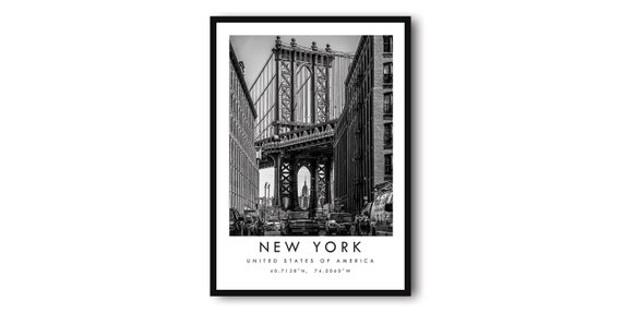 New York Bridge Minimalist Art Print, NYC Decor