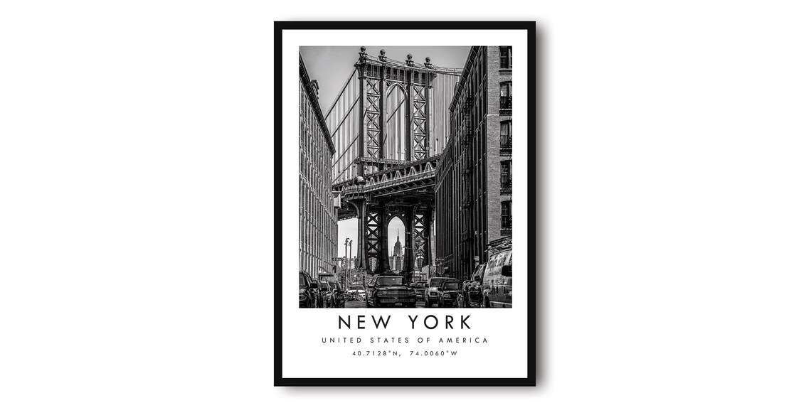 New York Bridge Minimalist Art Print, NYC Decor