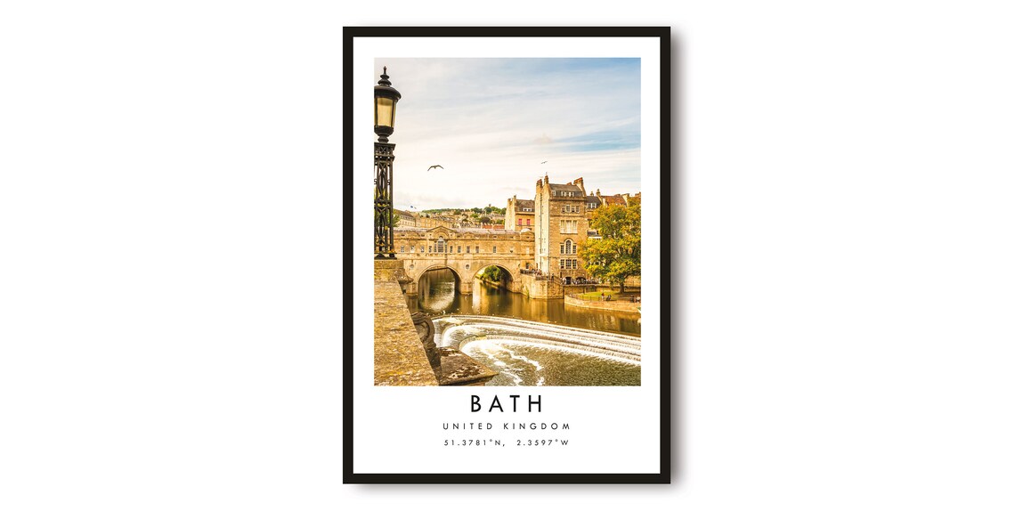 Bath England Travel Poster, Europe Wall Decor
