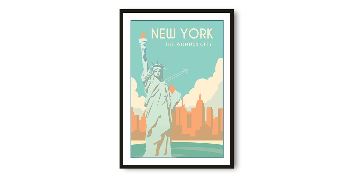 New York Colorful Minimalist Travel Poster Print