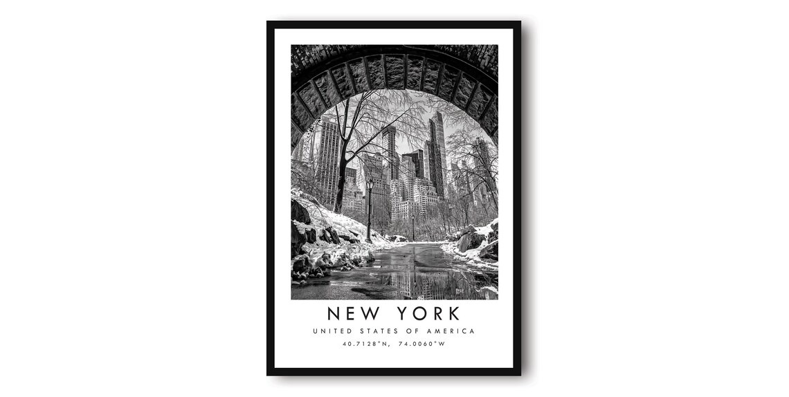 Central Park Winter Art Print, New York Travel