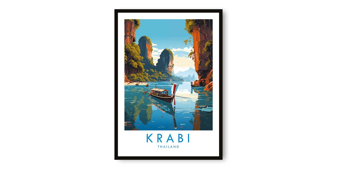 Krabi Thailand Travel Poster, Fine Art Print