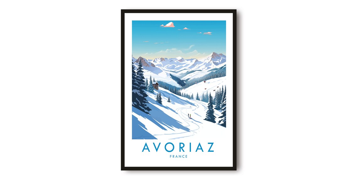 Avoriaz Travel Poster, France Skiing Art Print
