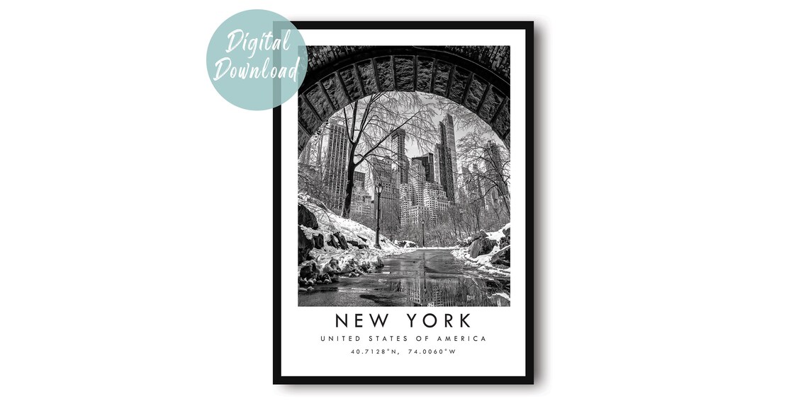 New York City Black and White Central Park Arch Photo Poster