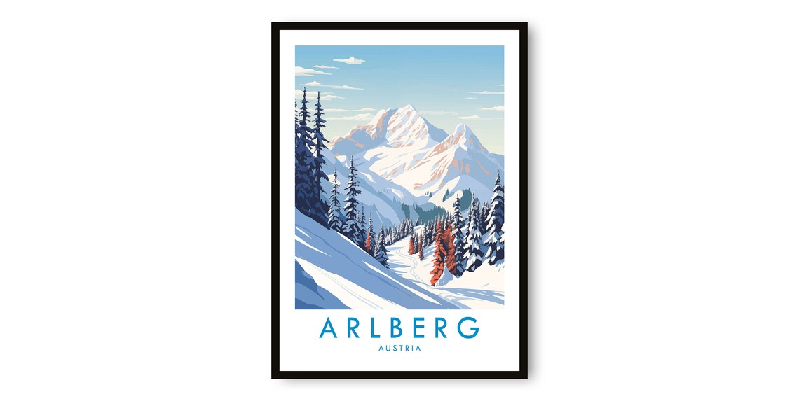 Arlberg Travel Poster, Austria Travel Art Print