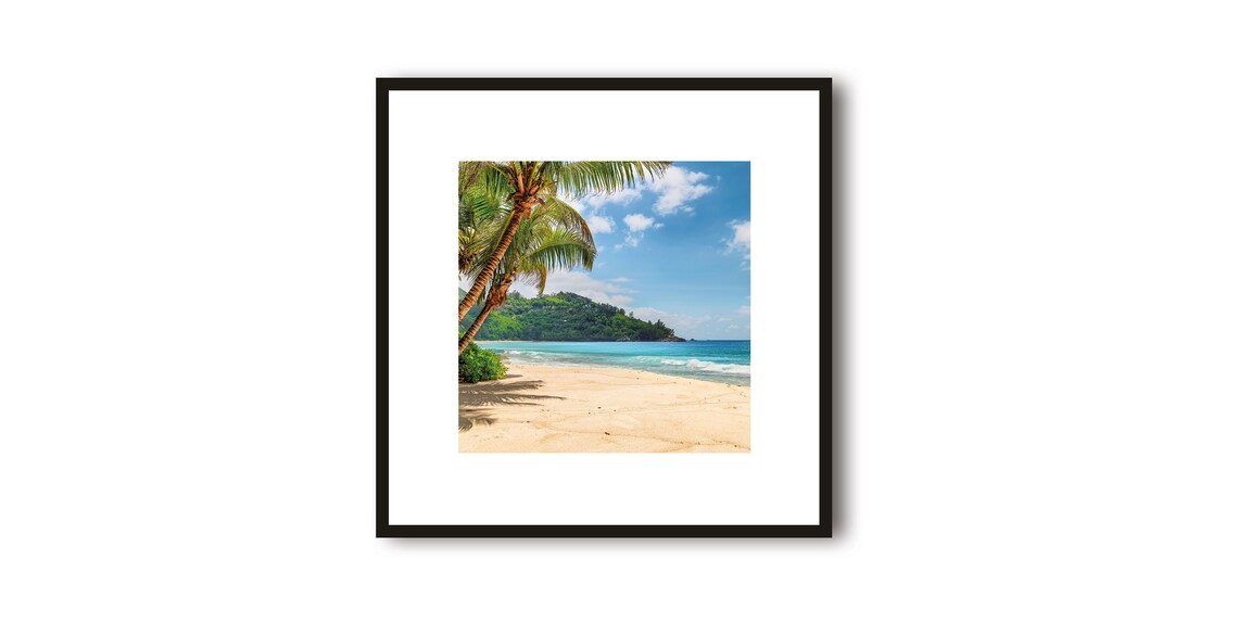 Tropical Palm Beach With Turquoise Sea in Jamaica Photo Poster
