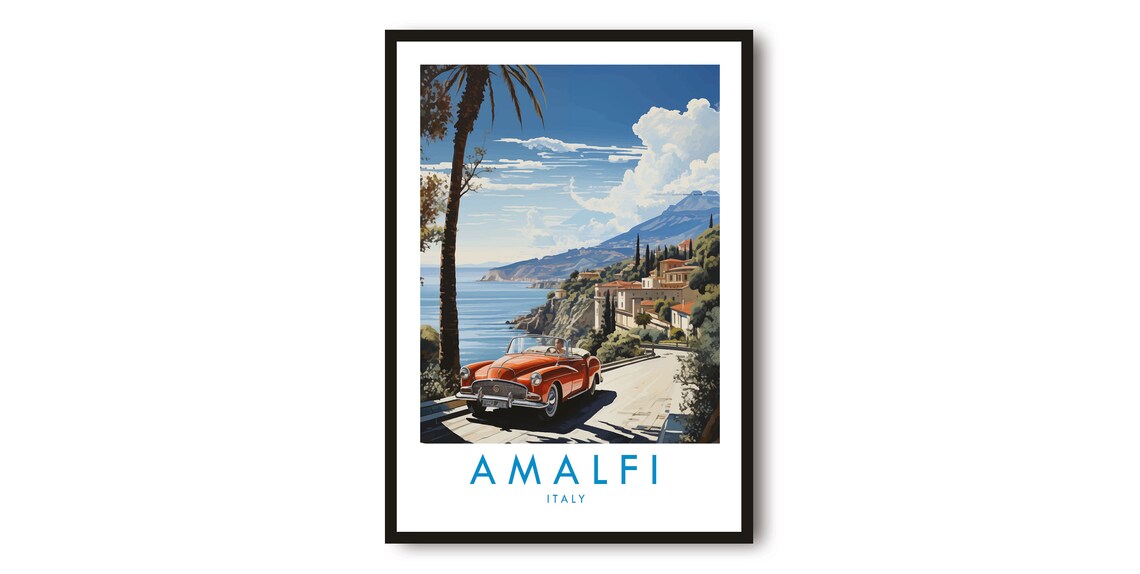 Amalfi Coast Vintage Italy Travel Poster