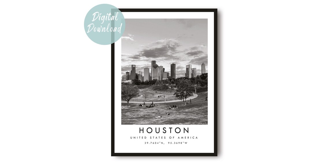 Houston Travel Poster, Place for Hallway or Study