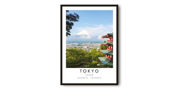 Tokyo Mount Fuji Travel Poster, Minimalist Japan Art Print