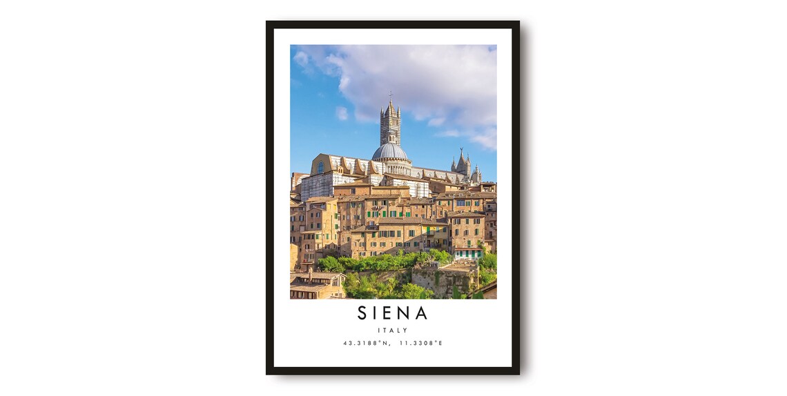 Siena Italy Cathedral Hill Town in Tuscany Travel Photo Poster