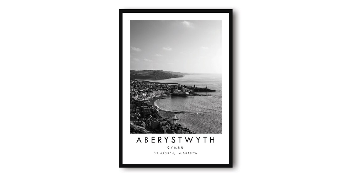 Aberystwyth Black And White Travel Poster, Minimalist