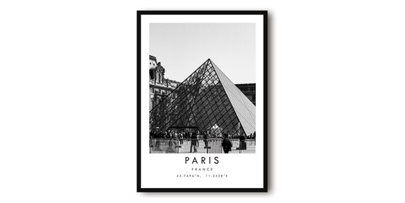Paris Photography Print Louvre Pyramid Black And White Travel Art