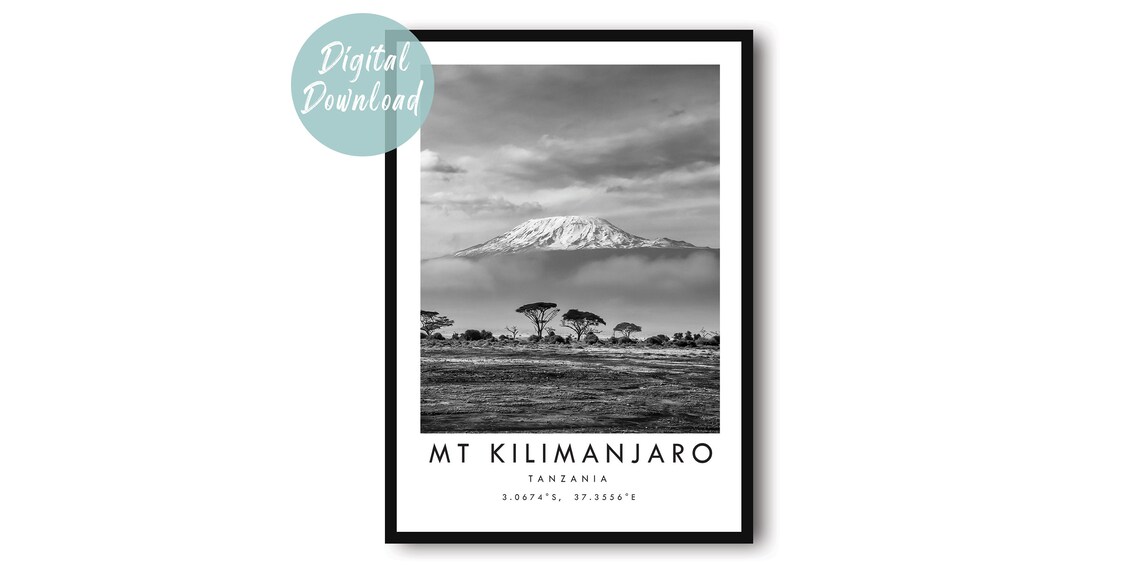 Mount Kilimanjaro Travel Poster, Kilimanjaro Peak