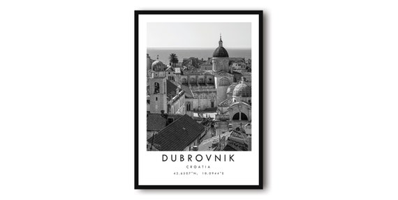 Dubrovnik Croatia Black And White Travel Poster
