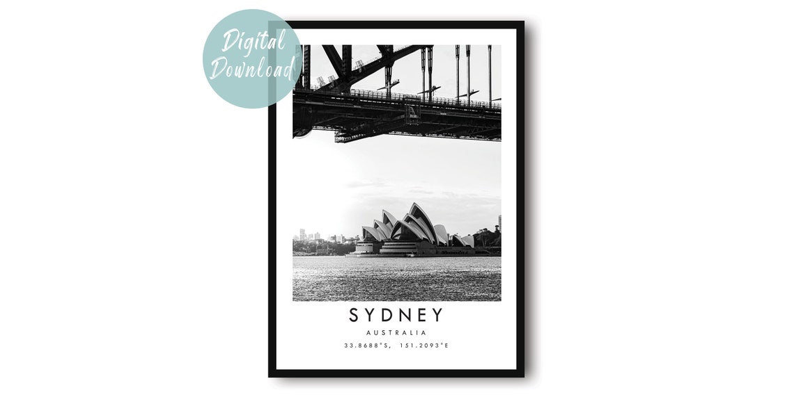 Sydney Australia Black And White Opera House Harbour Photo Poster