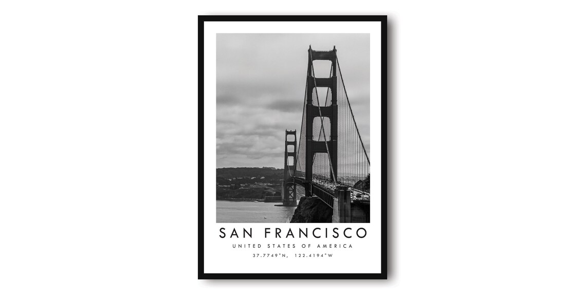 San Francisco Golden Gate Bridge Black and White Art Print