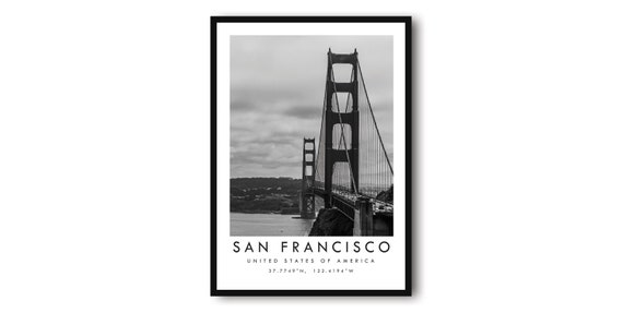 San Francisco Golden Gate Bridge Black and White Art Print