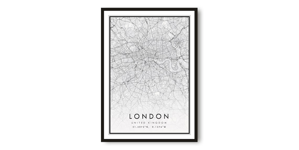 London Map Art Print, United Kingdom Travel Poster