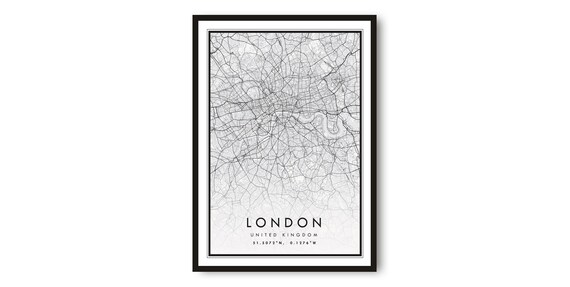 London Map Art Print, United Kingdom Travel Poster